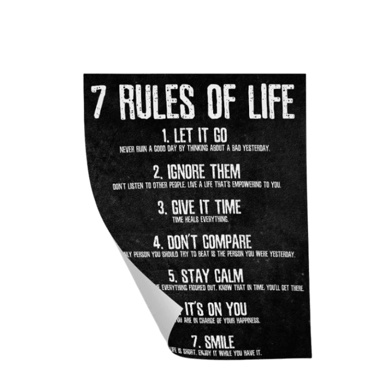 7 Rules Of Life Motivational Wall Decor Poster-Original Frame