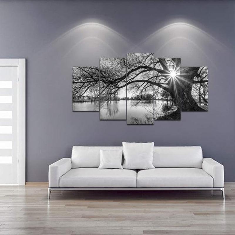 Wall Art Set Old Tree By Lake Canvas Prints-Original Frame