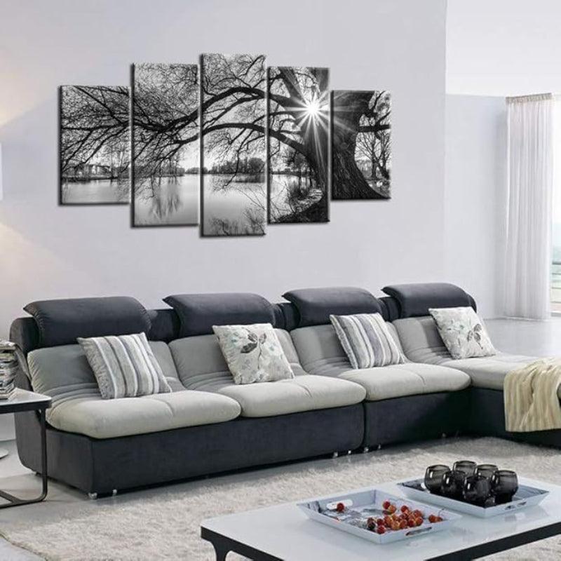 Wall Art Set Old Tree By Lake Canvas Prints-Original Frame