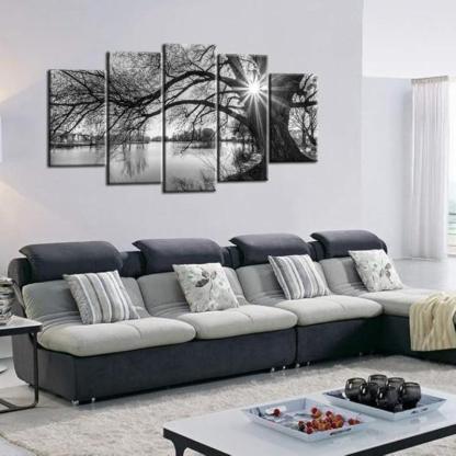Wall Art Set Old Tree By Lake Canvas Prints-Original Frame