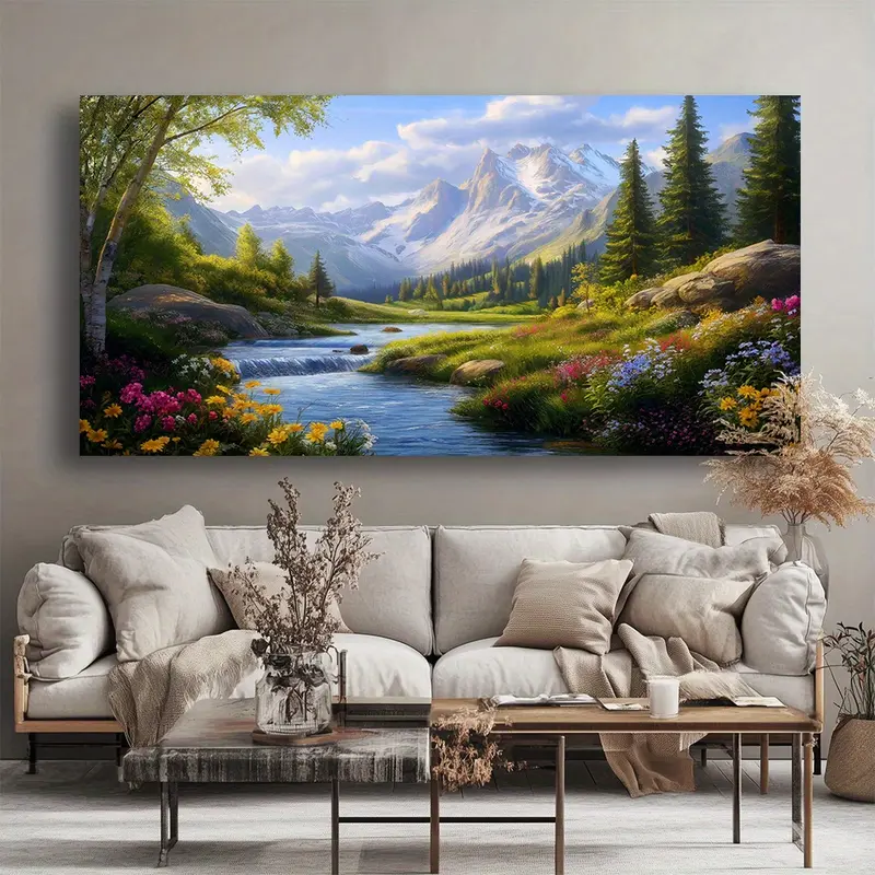 Wooden Framed Canvas Painting Mountain Paradise canvas Wall Art