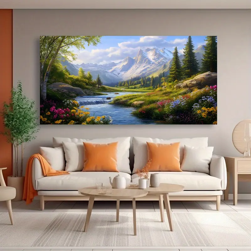 Wooden Framed Canvas Painting Mountain Paradise canvas Wall Art