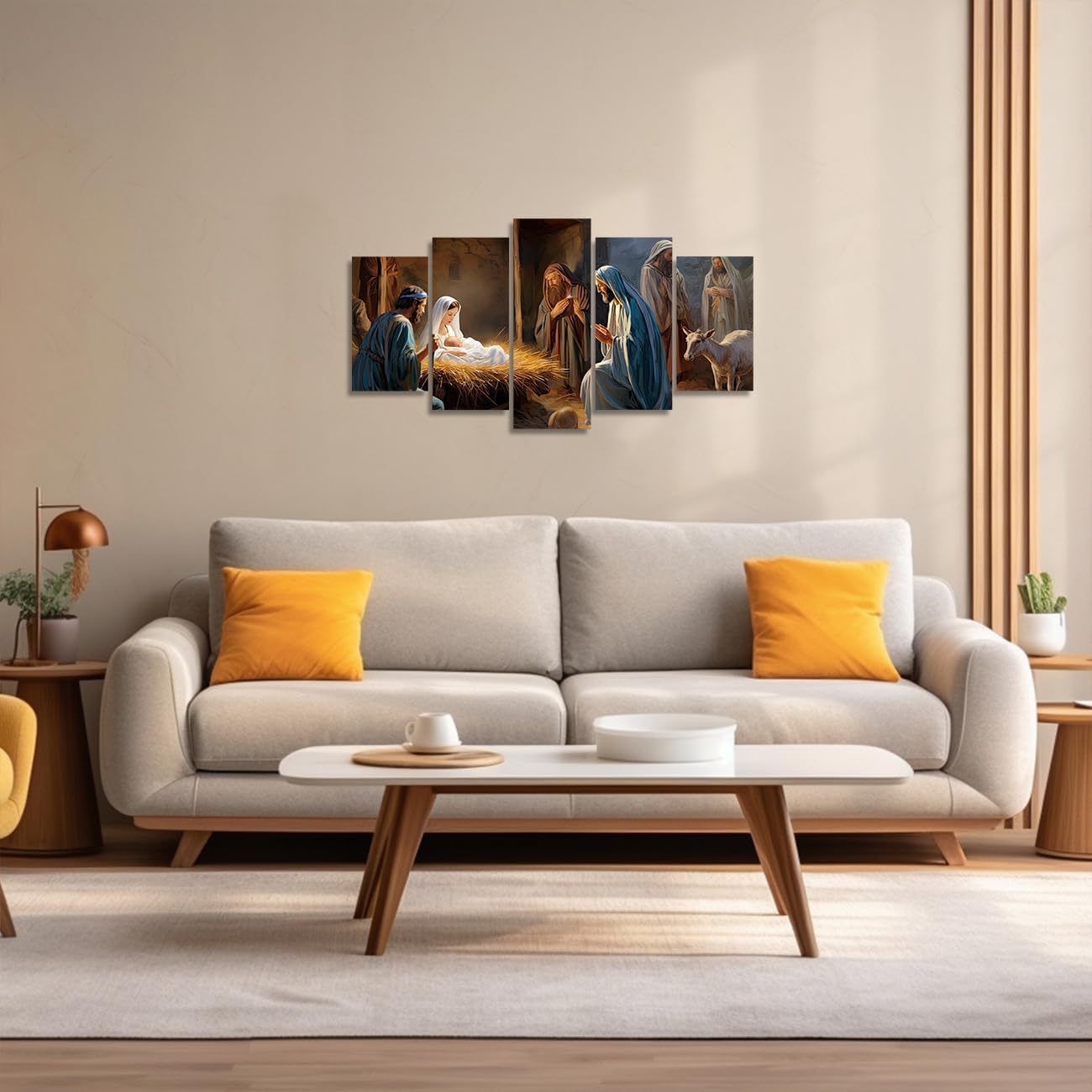 Canvas Wall Art 5 Piece Birth of Christ Scene