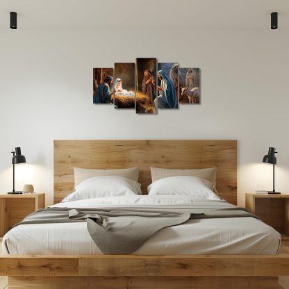 Canvas Wall Art 5 Piece Birth of Christ Scene