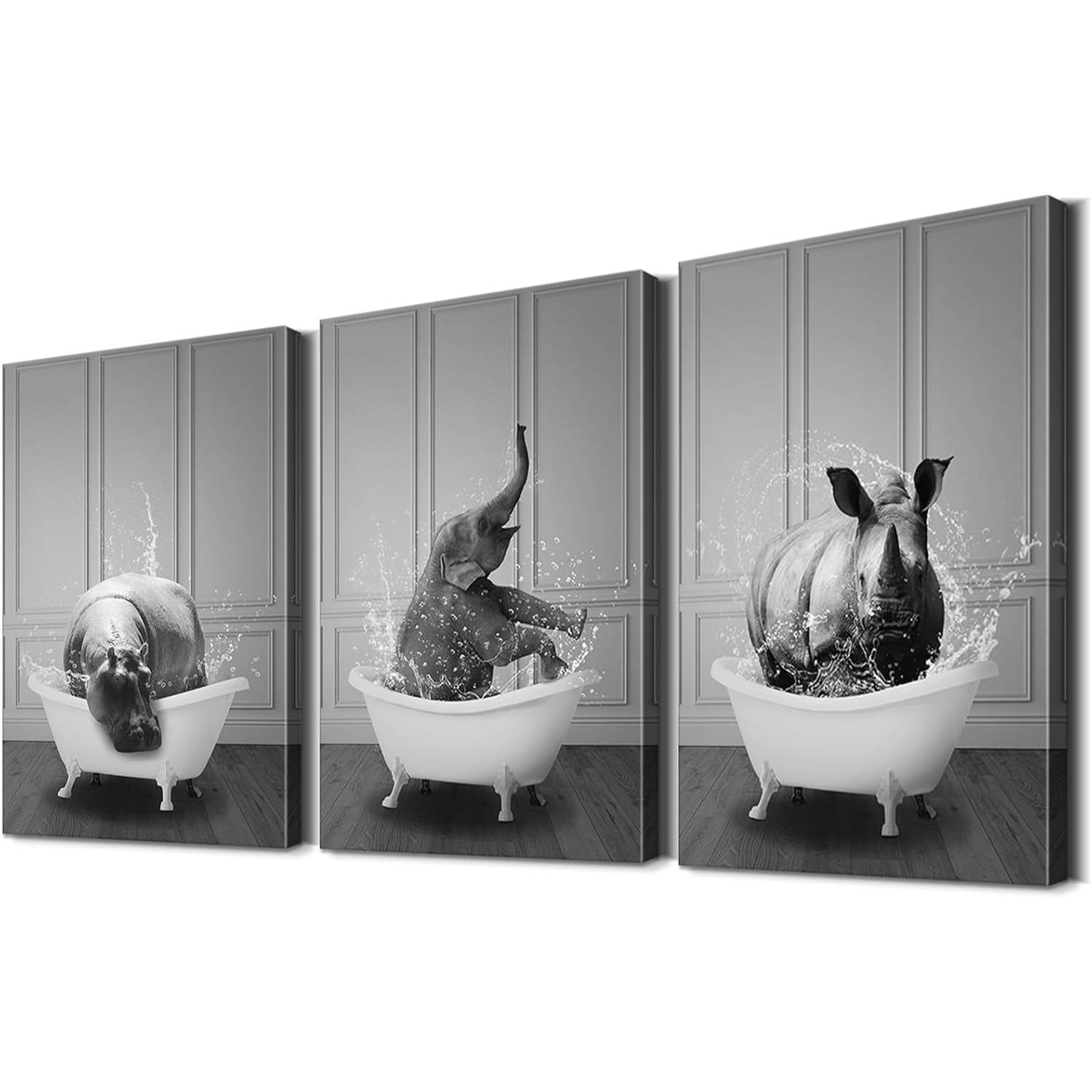 Funny Animal 3 Piece Canvas Wall Art