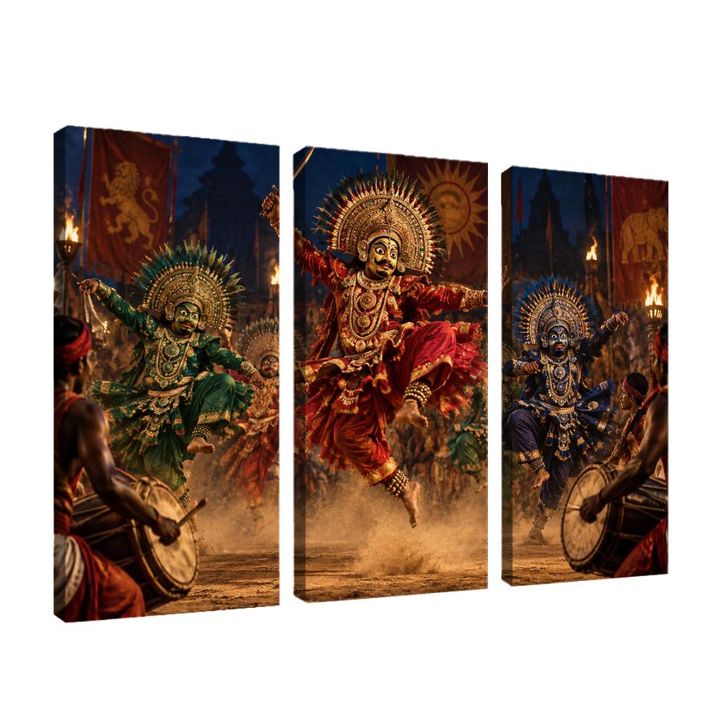 Chhau Masked Martial Dance Of Mythic Valor canvas paintings frame [AI-a8b13573-263a77256af4]