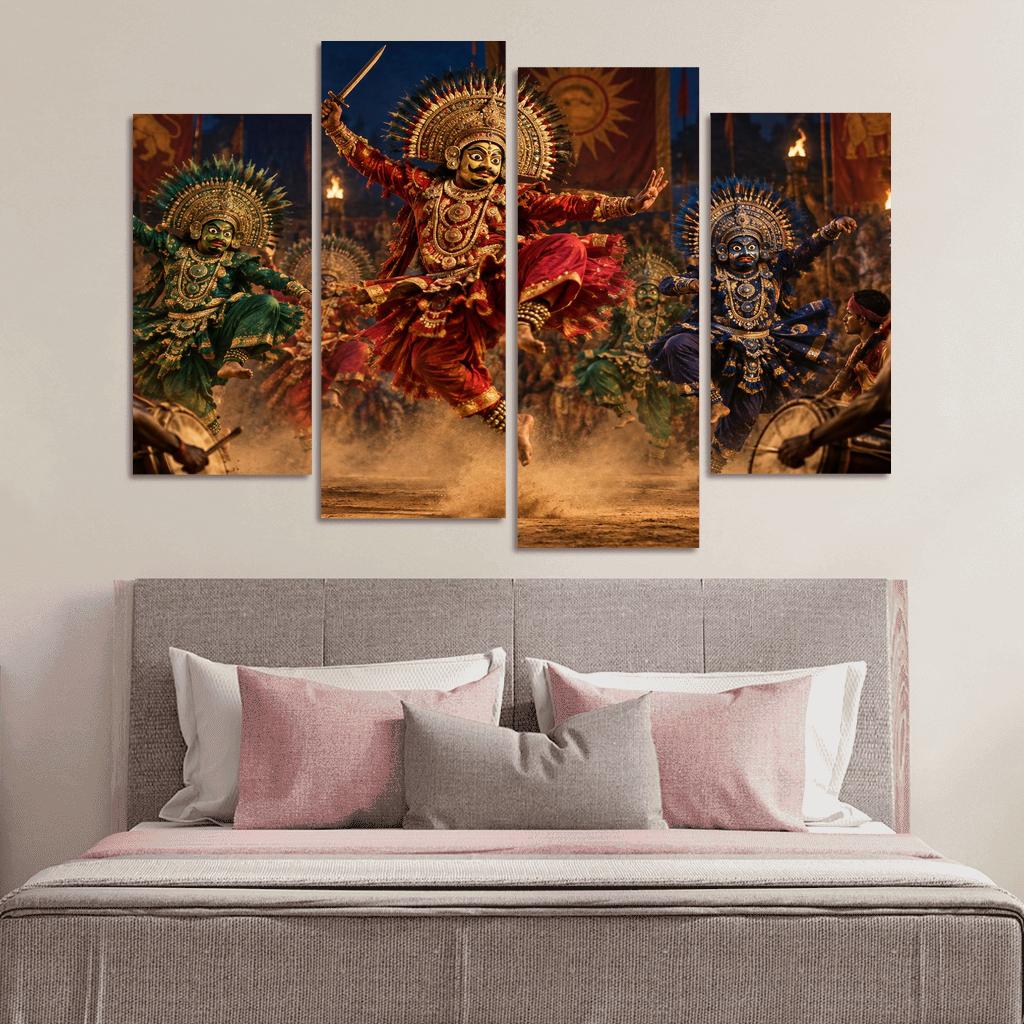 Chhau Masked Martial Dance Of Mythic Valor canvas paintings frame [AI-a8b13573-6c8e975e3484]