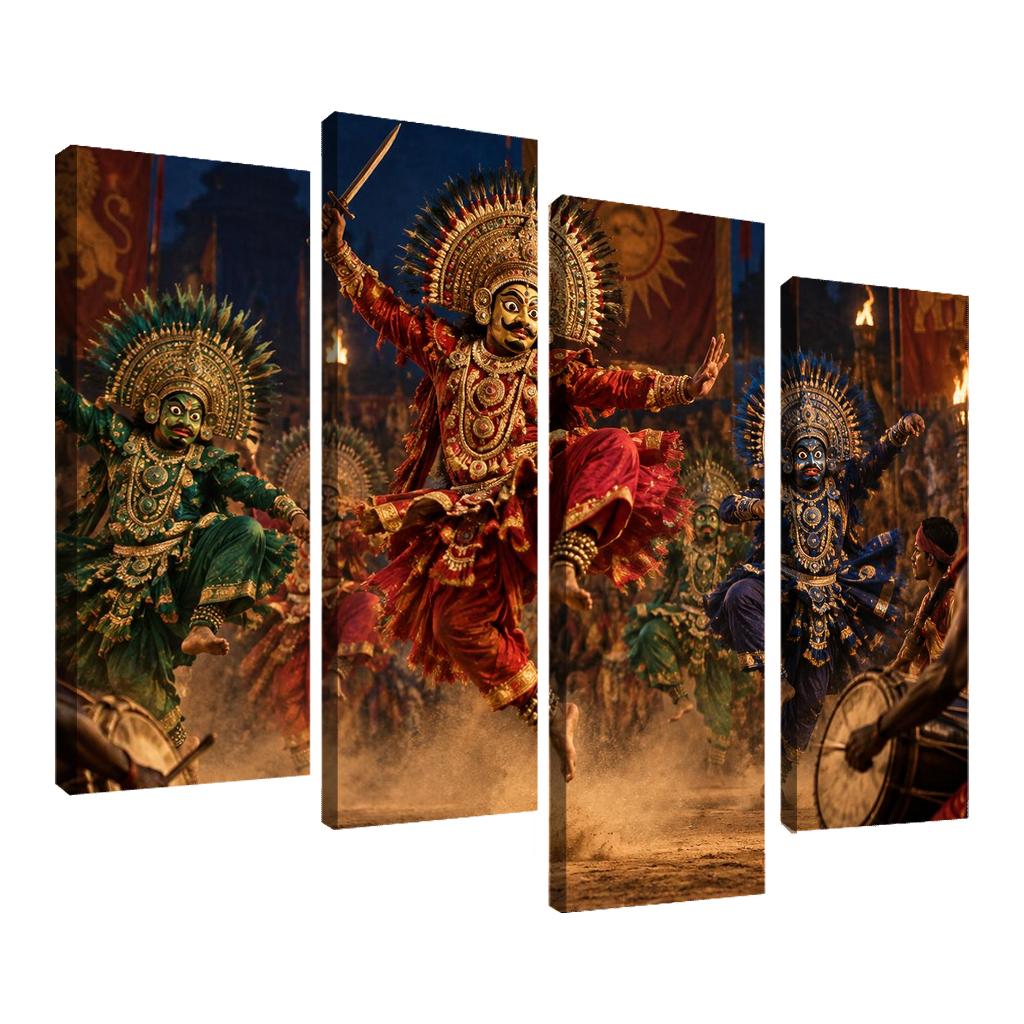 Chhau Masked Martial Dance Of Mythic Valor canvas paintings frame [AI-a8b13573-263a77256af4]