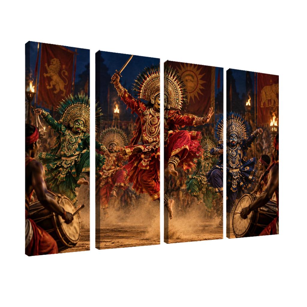 Chhau Masked Martial Dance Of Mythic Valor canvas paintings frame [AI-a8b13573-263a77256af4]