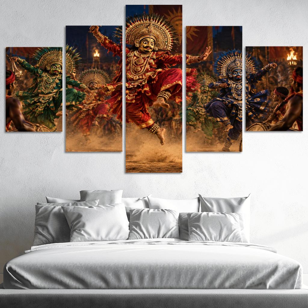 Chhau Masked Martial Dance Of Mythic Valor canvas paintings frame [AI-a8b13573-6c8e975e3484]