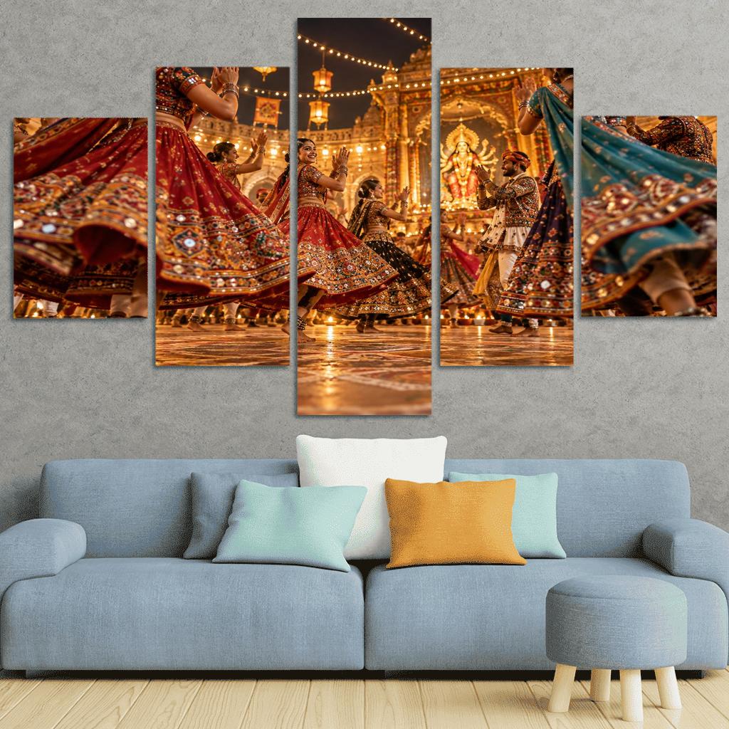 Garba Circle Rhythm Of Devotional Celebration abstract paintings frame [AI-2e9a6791-b8636dd5ac48]