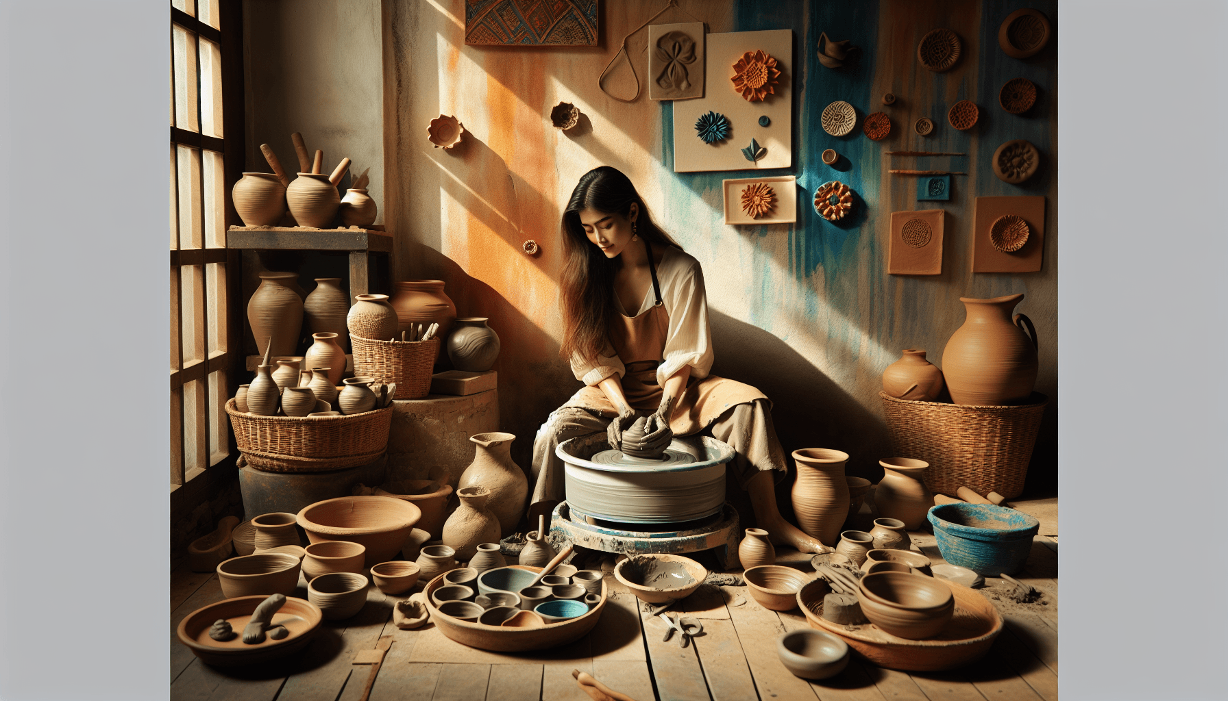 Pottery Wheel Throwing Shaping Your Imagination 1 Piece HD Canvas Wall Art-Original Frame