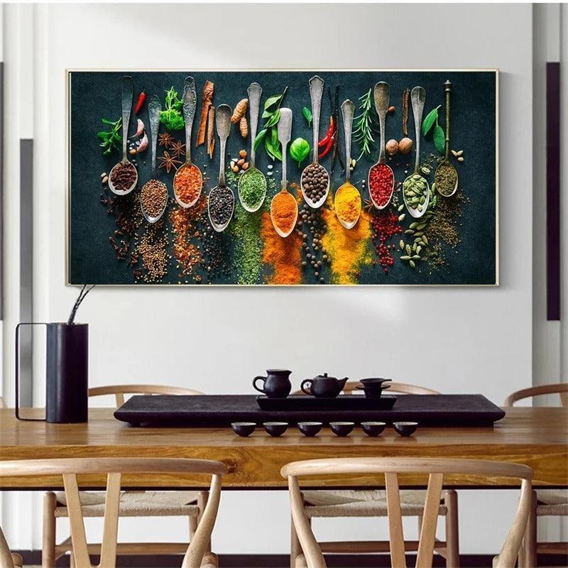 Kitchen Various Seasonings Theme Wall Posters-Original Frame