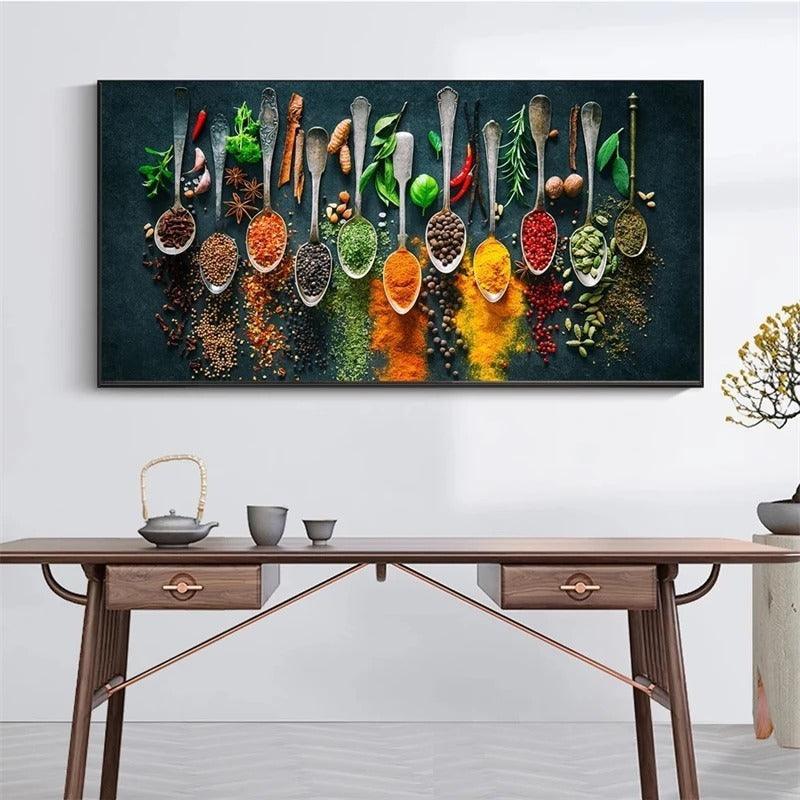 Kitchen Various Seasonings Theme Wall Posters-Original Frame