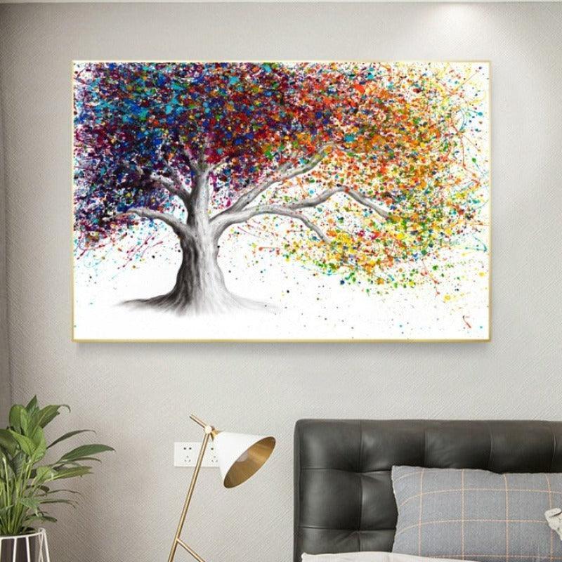 Spray Painting Tree Art Canvas Painting-Original Frame