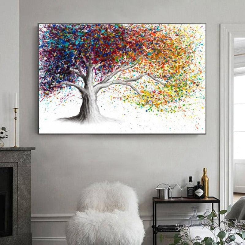 Spray Painting Tree Art Canvas Painting-Original Frame