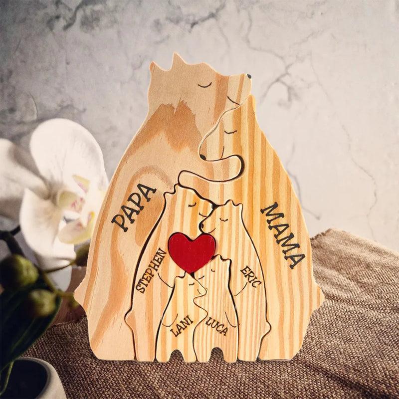Personalized Wooden Bear Family Puzzle-Original Frame