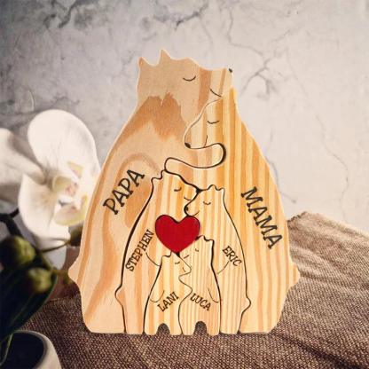 Personalized Wooden Bear Family Puzzle-Original Frame