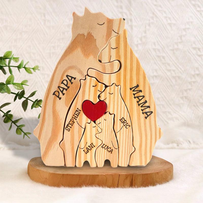 Personalized Wooden Bear Family Puzzle-Original Frame