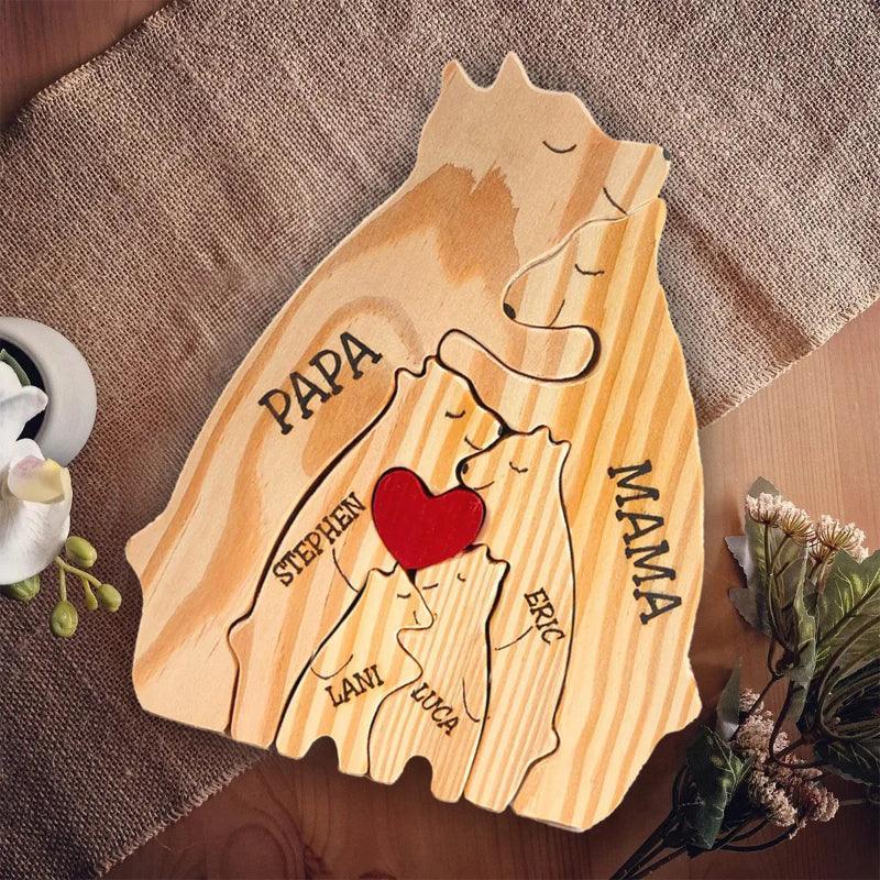 Personalized Wooden Bear Family Puzzle-Original Frame