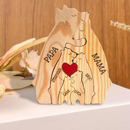 Personalized Wooden Bear Family Puzzle-Original Frame