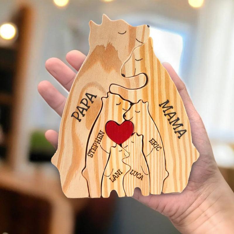 Personalized Wooden Bear Family Puzzle-Original Frame