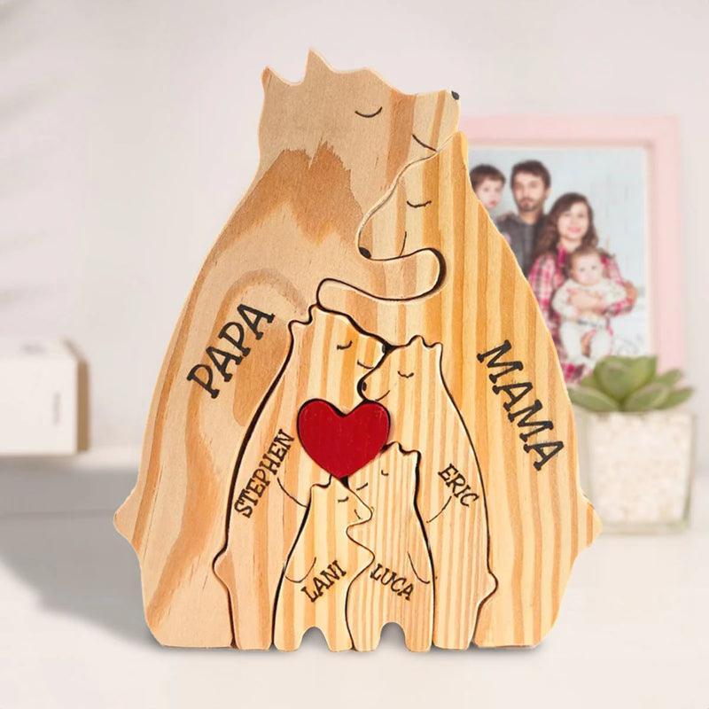 Personalized Wooden Bear Family Puzzle-Original Frame