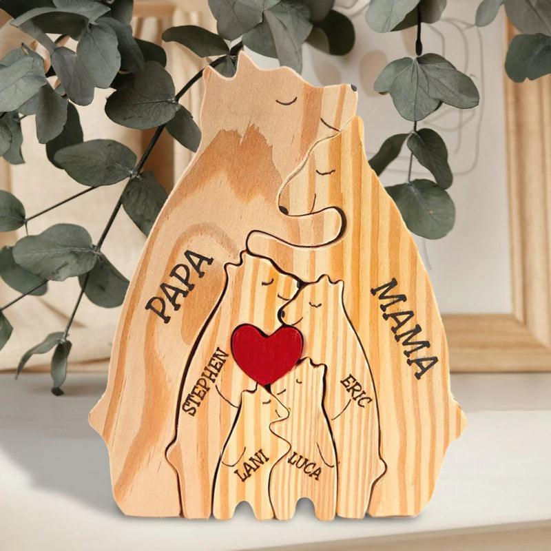 Personalized Wooden Bear Family Puzzle-Original Frame