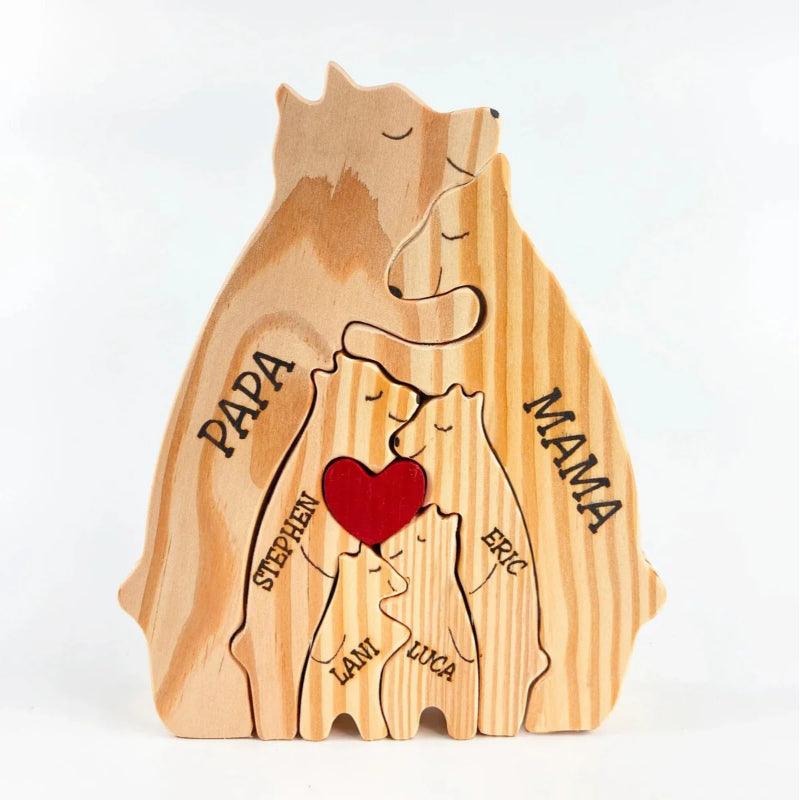 Personalized Wooden Bear Family Puzzle-Original Frame