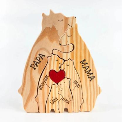 Personalized Wooden Bear Family Puzzle-Original Frame