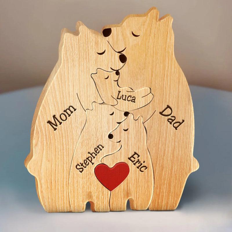Personalized Wooden Bear Family Puzzle-Original Frame