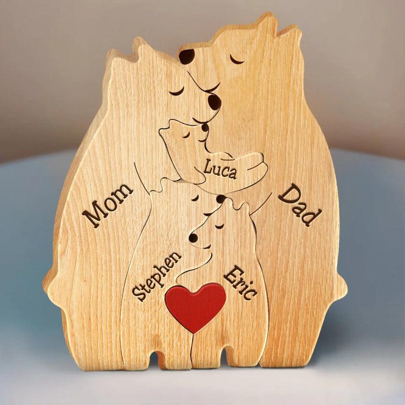 Personalized Wooden Bear Family Puzzle-Original Frame