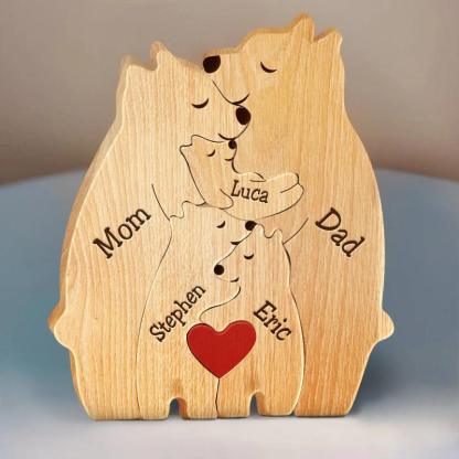 Personalized Wooden Bear Family Puzzle-Original Frame
