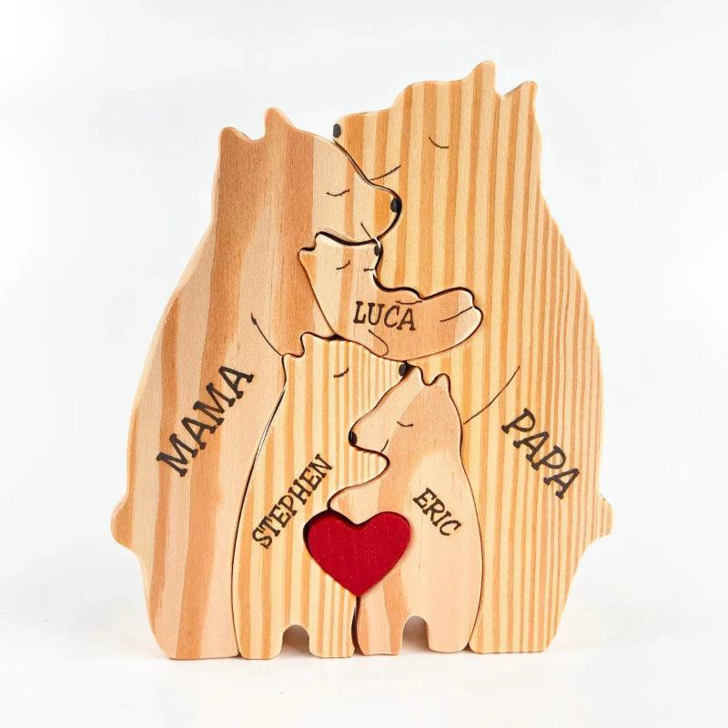 Personalized Wooden Bear Family Puzzle-Original Frame