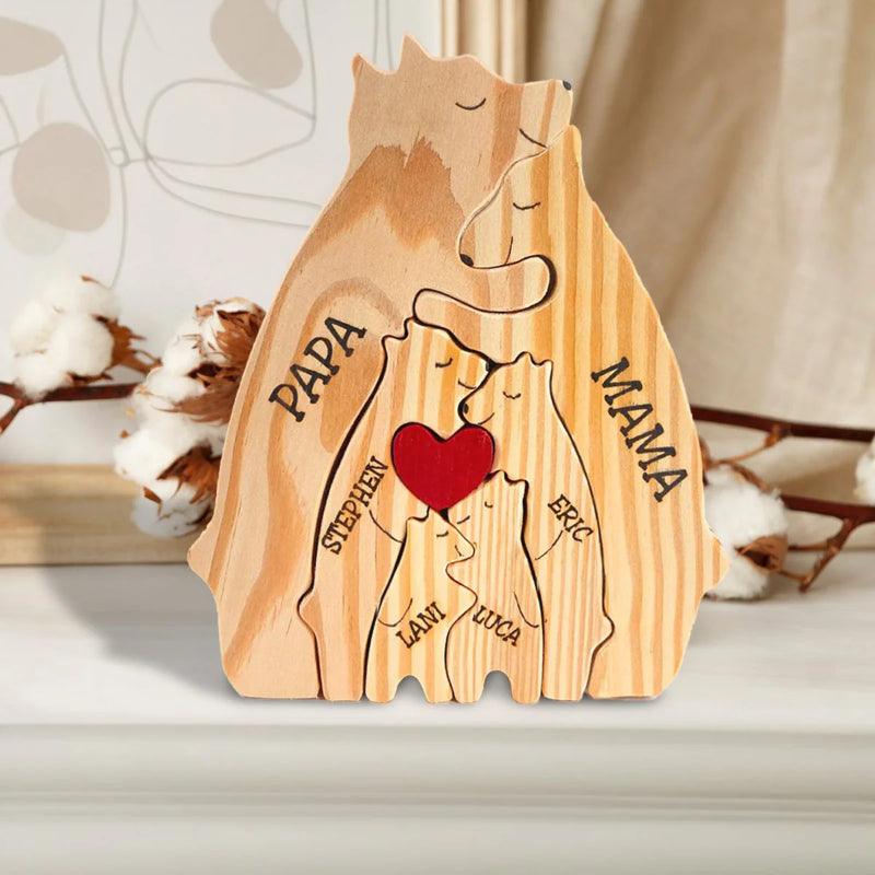 Personalized Wooden Bear Family Puzzle-Original Frame