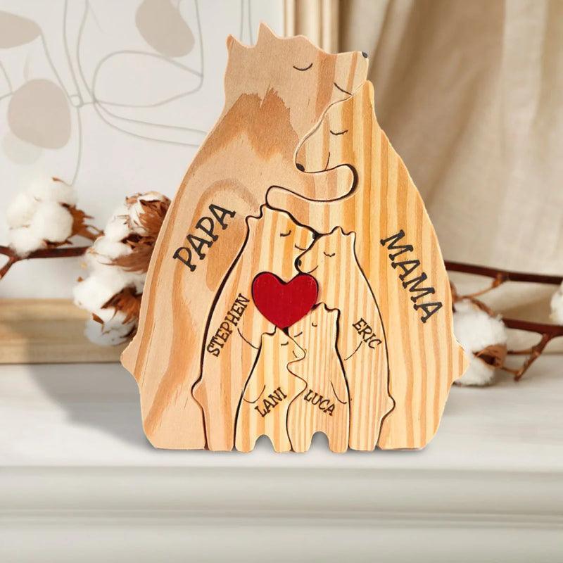 Personalized Wooden Bear Family Puzzle-Original Frame