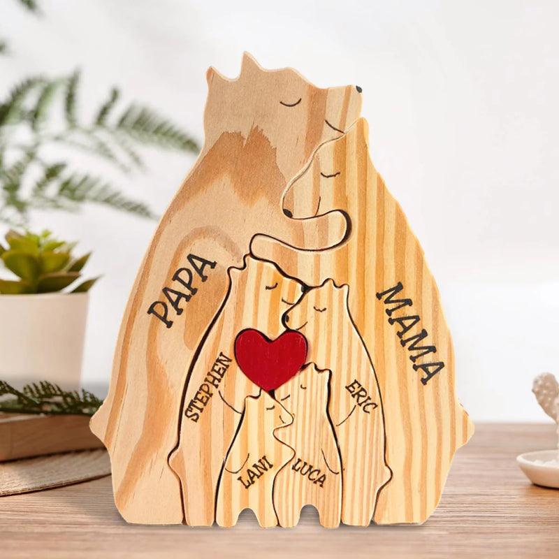Personalized Wooden Bear Family Puzzle-Original Frame