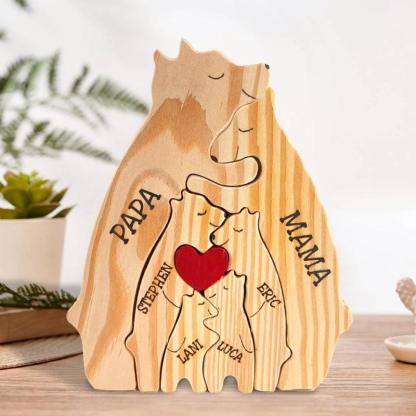Personalized Wooden Bear Family Puzzle-Original Frame