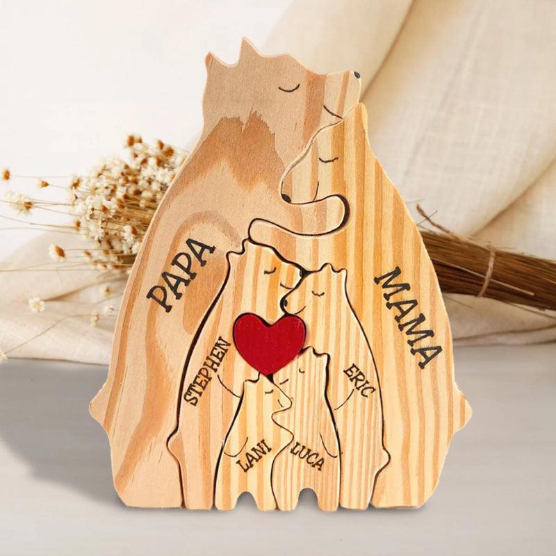 Personalized Wooden Bear Family Puzzle-Original Frame