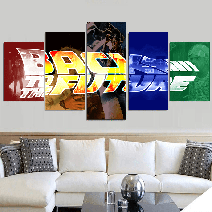 Back To The Future 5 Piece HD Multi Panel Canvas Wall Art Frame-Original Frame