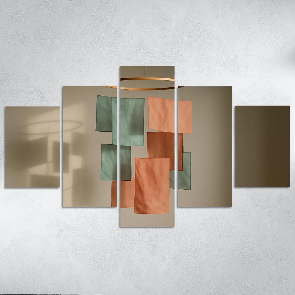 Textile Shadow Mobile With Layered Silk Panels abstract paintings frame