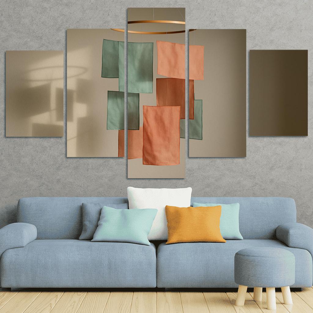 Textile Shadow Mobile With Layered Silk Panels abstract paintings frame