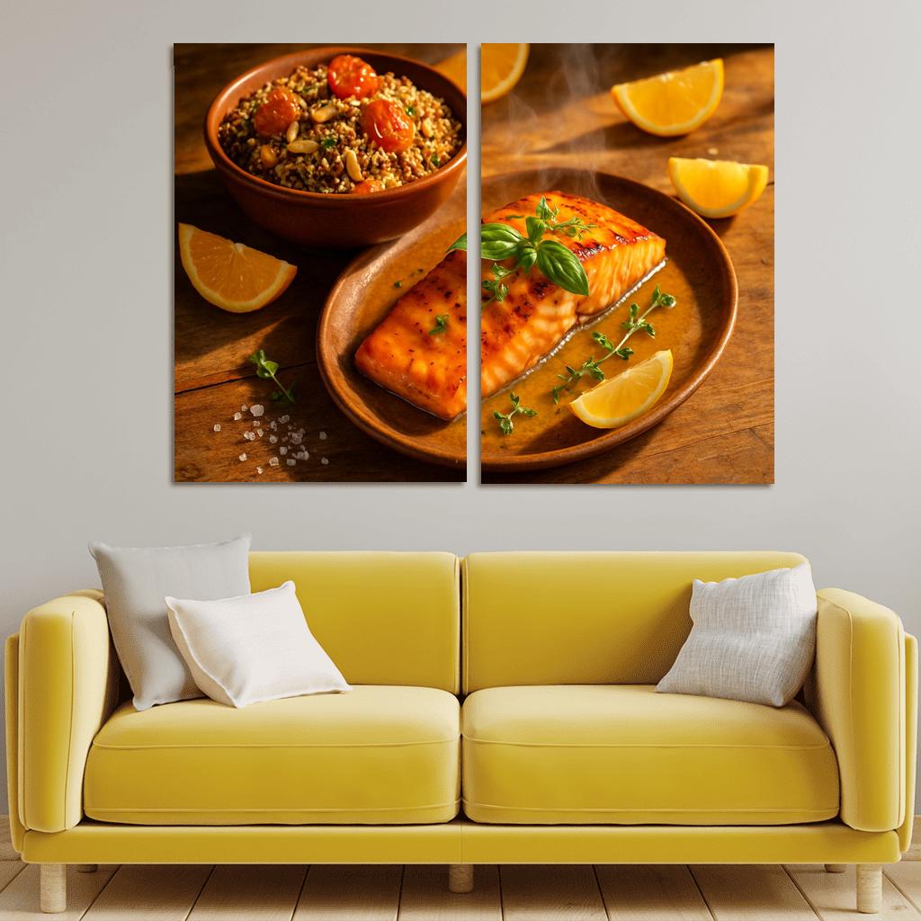 Charred Citrus Herb Salmon With Quinoa Medley decor