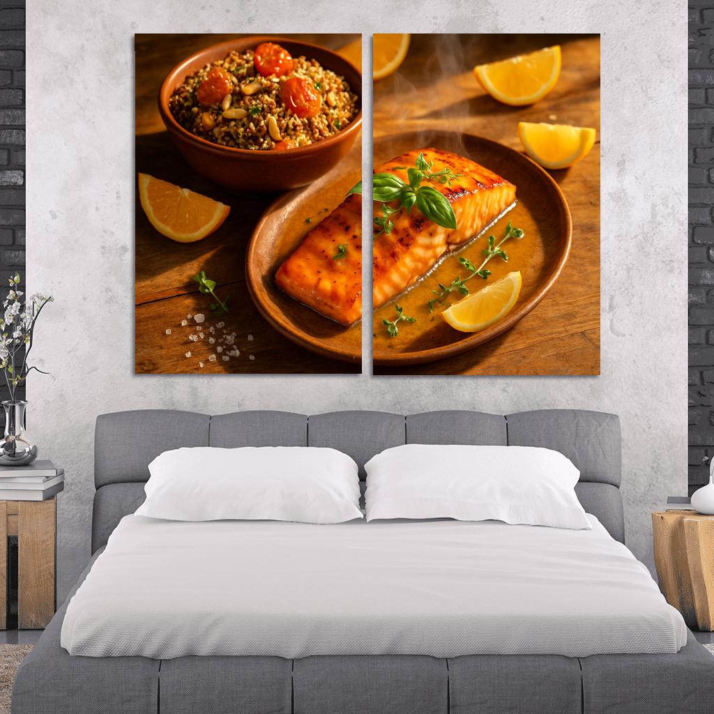 Charred Citrus Herb Salmon With Quinoa Medley decor