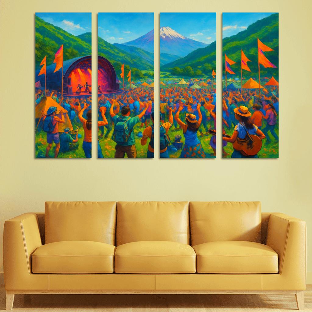 Fuji Rock Festival oil paintings frame