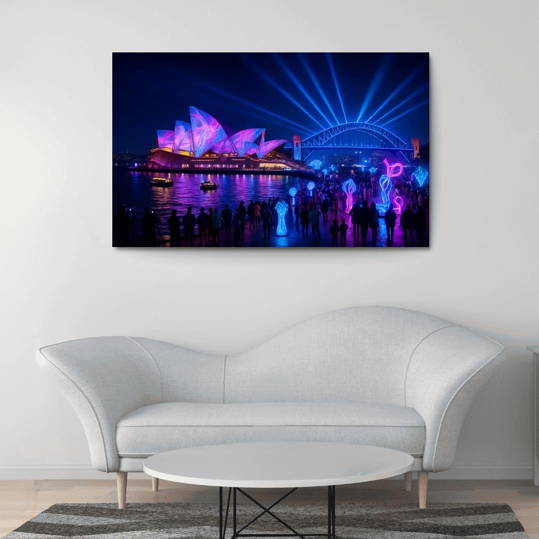 Vivid Sydney Light Festival Sydney Australia oil paintings frame