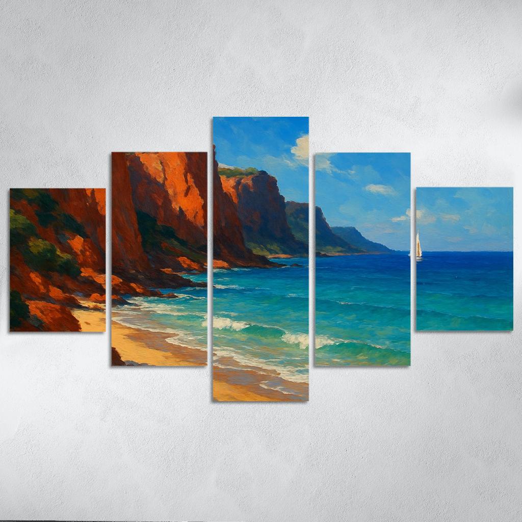 Crimson Cliff Shoreline custom paintings frame