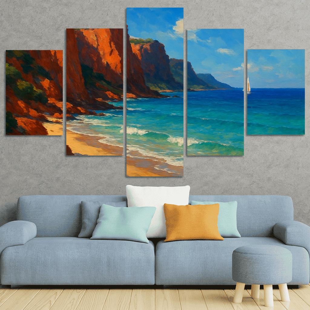 Crimson Cliff Shoreline custom paintings frame