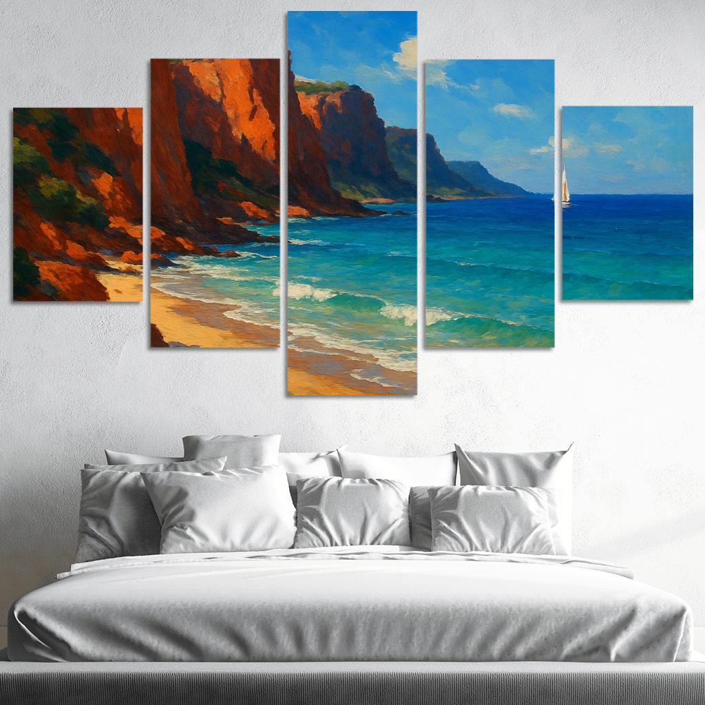 Crimson Cliff Shoreline custom paintings frame