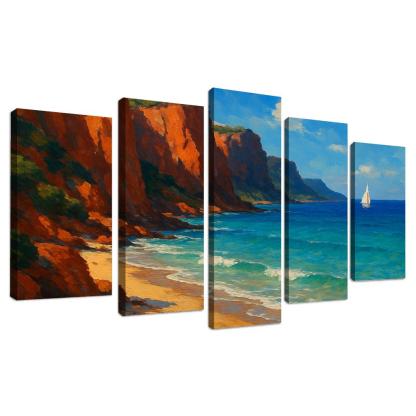 Crimson Cliff Shoreline custom paintings frame